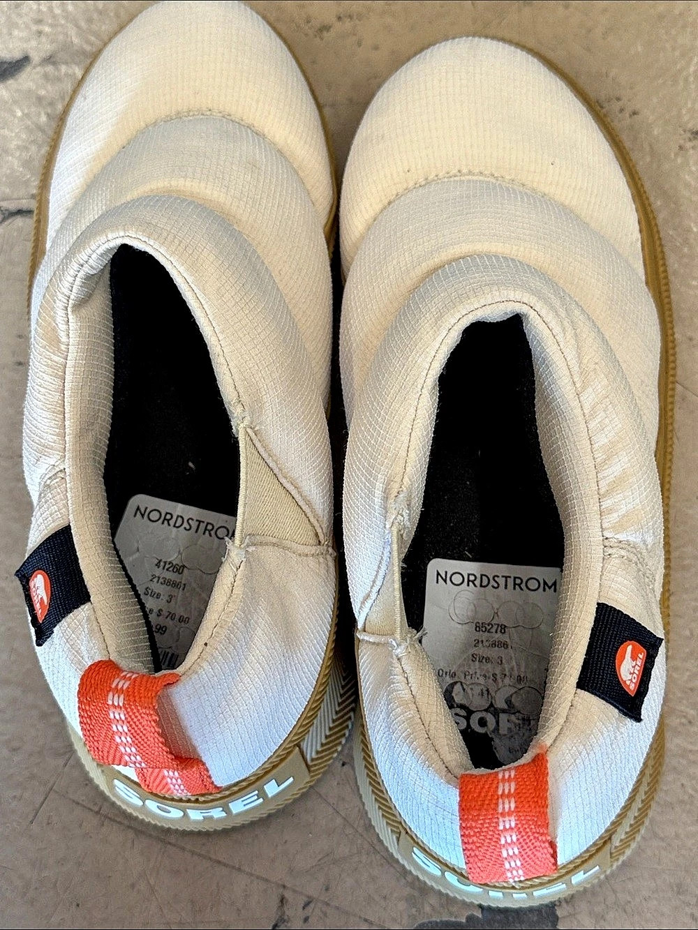 Sorel Out N About Puffy Kids Sneakers White Orange Girls US 3